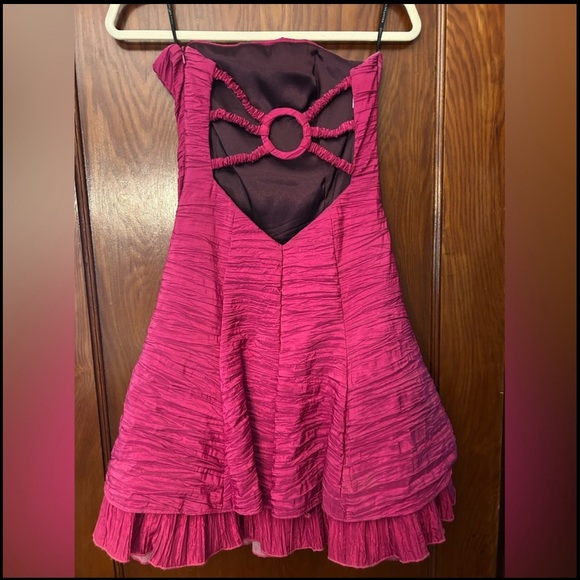 Vintage Jessica McClintock Strapless Mini Dress Hot Pink Size 8P - Picture 4 of 9